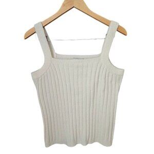 Lauren Lane X Sonoma Womens Ribbed Tank Top L White